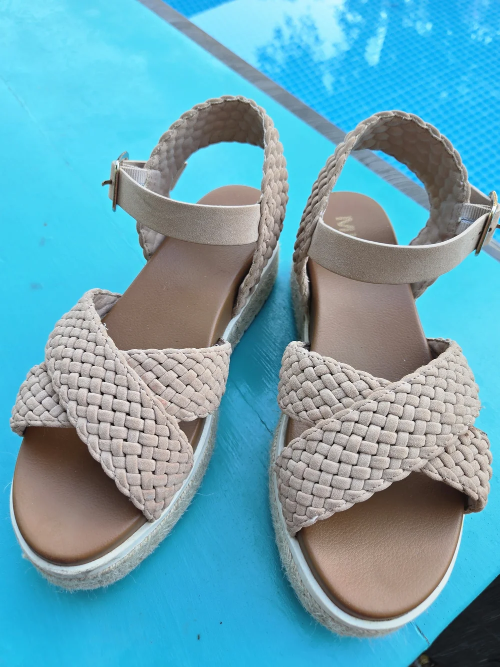 MIA Blush Braided Platform Espadrille Sandals Ankle Strap Women's